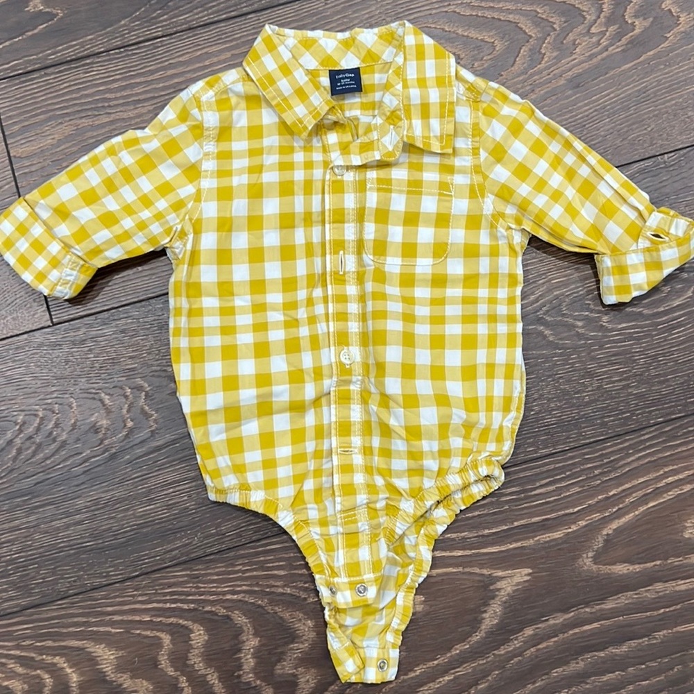 Baby Gap Button-DownShirt 18-24 Months Yellow and White checkered patternNWOT